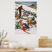 Poster Bunnies vintages de neige (Cuisine)