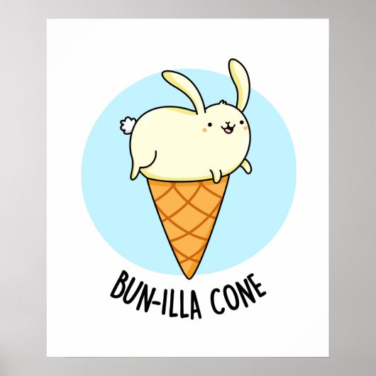 Poster Bunnilla Cone Funny Bunny Vanilla Pun crème glacée (Devant)
