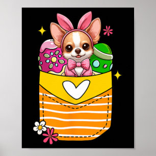 Poster Bunny Chihuahua Oeufs au chocolat de Pâques à l'in