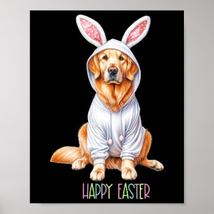 Poster Bunny de chien de Pâques Printemps Golden Retrieve