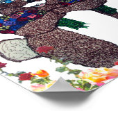 POSTER BUNNY DE PÂQUES AUX FLEURS (Coin)