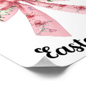 Poster Bunny de Pâques Souhaite Coquette Rose Bow Fleurs (Coin)