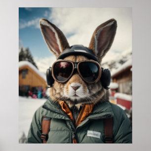 Poster Bunny de snowboard Whimsical