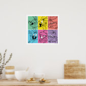 Poster BUNNY™ - Expressions de blocs de couleur (Cuisine)
