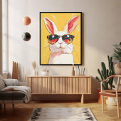 Poster Bunny Funny avec lunettes de soleil