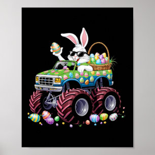 Poster Bunny Happy Pâques Monster Truck Amateurs Enfants