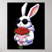 Poster Bunny Hugging Valentine Flower Bunny  (Devant)