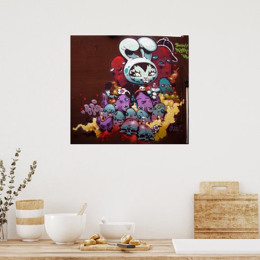 Poster Bunny Kitty spray peinture sur mur (Cuisine)