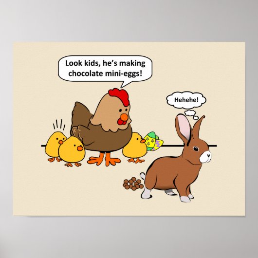 Poster Bunny makes chocolate poop funny cartoon (Devant)
