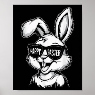 Poster Bunny Pâques cool Avec Shades Joyeux Enfants Pâque