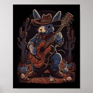 Poster Bunny Pâques Cowboy Homme Femmes Musique De Pays