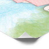 Poster Bunny Rabbit Parapluie & Fleurs (Coin)