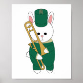 Poster Bunny Rabbit Trombone Marching Band Green Gold (Devant)