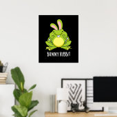 Poster Bunny Ribbit Funky Rabbit Frog Pun Dark BG (Bureau à domicile)
