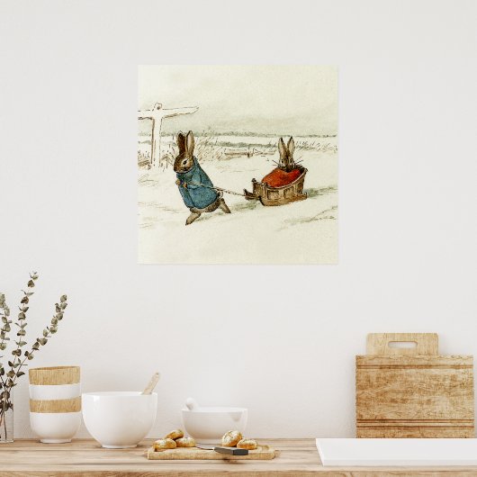 Poster "Bunny Sleigh Ride" par Beatrix Potter (Cuisine)