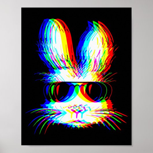 Poster Bunny Trippy Varwave Easter Techno Rave Edm Music (Devant)