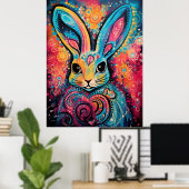 Poster Bunny vibrations positives cœurs (Bureau à domicile)