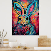 Poster Bunny vibrations positives cœurs (Cuisine)