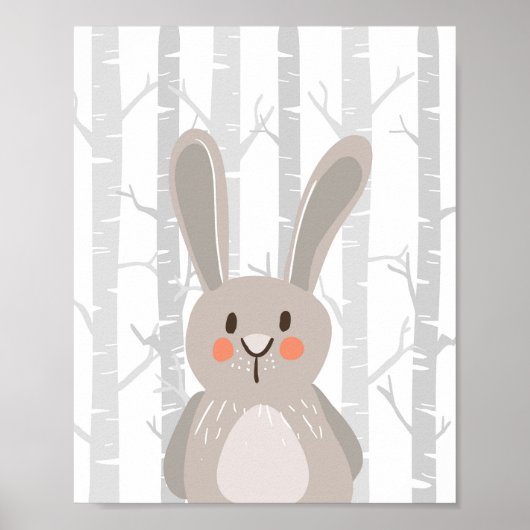 Poster Bunny Woodland Animal Nursering Mur Art Imprimer (Devant)