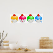 Poster Buns aux fraises (Cuisine)