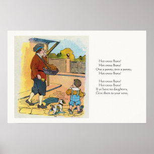 Poster Buns Hot-cross, Mère Goose Nursery Rhyme Photo