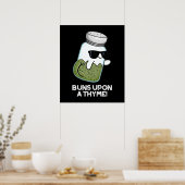 Poster Buns Sur Un Thyme Funky Herb Pun Dark BG (Cuisine)