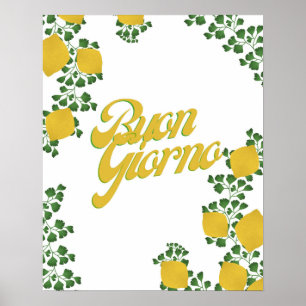 Poster Buon Giorno Lemon Floral – Art inspiré de l'Italie
