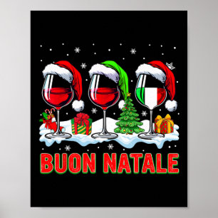 Poster Buon natale joyeux noël italien trois père Noël wi