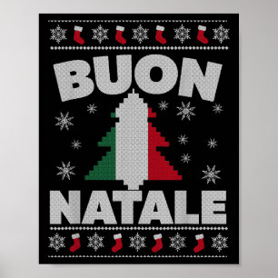 Poster Buon Natale Joyeux sapin de Noël Italien Vilain No
