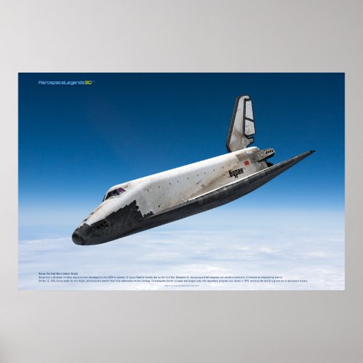 Poster Buran Soviet Shuttle Atmospheric Reentry (Devant)