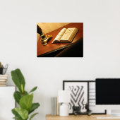 Poster Bureau avec une Bible (Bureau à domicile)