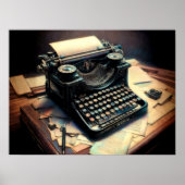 Poster Bureau de la machine à écrire d'antiquités de dess (Devant)