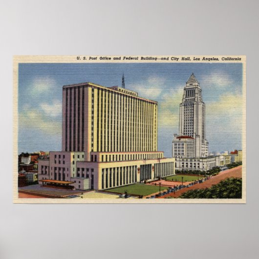 Poster Bureau de poste des États-Unis, Hôtel de ville et (Devant)