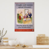 Poster Bureau, toux et éternuements maladies répandues (Cuisine)