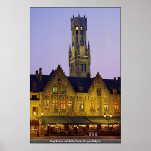 Poster Burg Carré et la tour du beffroi, Bruges, Belgique