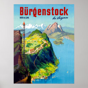 Poster Burgenstock landscape, view point, Switzerland