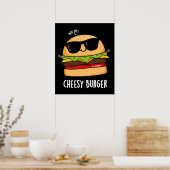 Poster Burger au fromage Blagues drôles de nourriture Fon (Cuisine)
