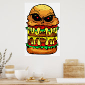 Poster Burger au fromage effrayant (Cuisine)