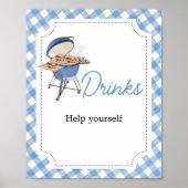 Poster Burger bleu Baby shower barbecue Boissons (Devant)