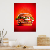Poster Burger délicieux au fromage à vapeur (Cuisine)
