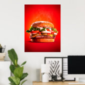 Poster Burger délicieux au fromage à vapeur (Bureau à domicile)