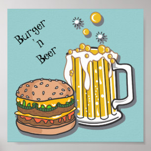 Poster Burger et bière