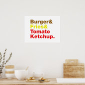 Poster Burger & Fries & Tomato Ketchup. (Cuisine)