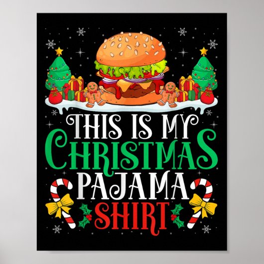 Poster Burger Noël Pyjama Chemise Burger Lover Xmas Pa (Devant)