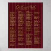 Poster Burgundy Alphabetical Wedding Seating Chart (Devant)