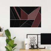 Poster Burgundy and Black Abstract Geometry (Bureau à domicile)