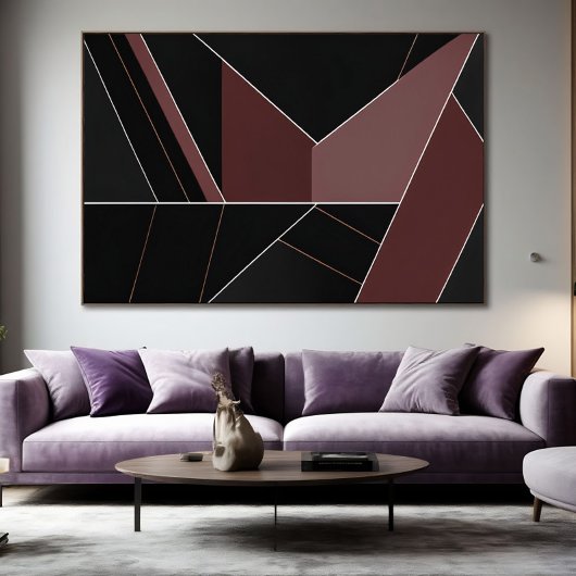 Poster Burgundy and Black Abstract Geometry