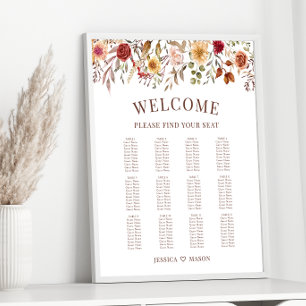 Poster Burgundy Automne Automne Floral Mariage Carte de s