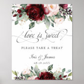 Poster Burgundy Blush Floral L'amour est doux Prenez un s (Devant)