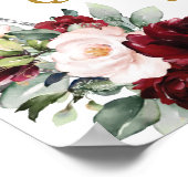 Poster Burgundy Blush Floral Silver Quinceañera Bienvenue (Coin)